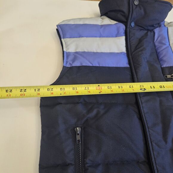 VTG Down Puffer Vest Men's Medium Blue Color Block Pockets Mountain Goat - Picture 5 of 10